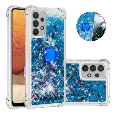 For Samsung Galaxy A32 4G U.S. Edition Ring Buckle Anti-fall Quicksand Soft TPU Back Cover Phone Case