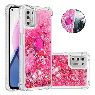 For Motorola Moto G Stylus(2021) Ring Buckle Anti-fall Scratch Resistant Quicksand Soft TPU Back Cover Phone Case