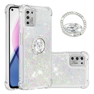 For Motorola Moto G Stylus(2021) Bling Diamond Ring Buckle Anti-fall Quicksand Soft TPU Back Cover Phone Case