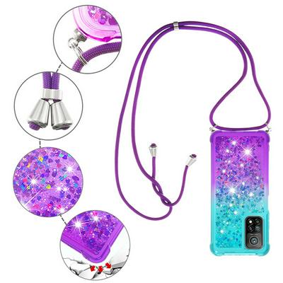 For Xiaomi Mi 10T/10T Pro 5G Lanyard Anti-fall Gradient Quicksand Soft TPU Back Cover Phone Case