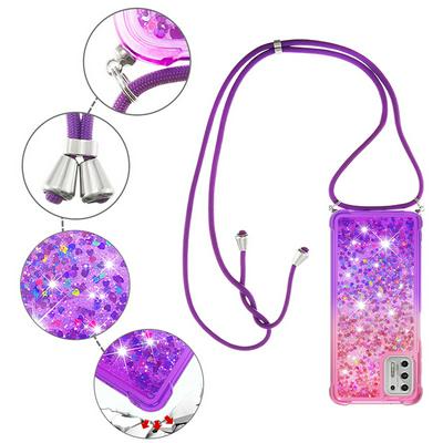 For Motorola Moto G Stylus(2021) Lanyard Anti-fall Gradient Quicksand Soft TPU Back Cover Phone Case
