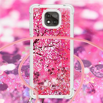 For Motorola Moto G Power(2021) Anti-fall Scratch Resistant Quicksand Soft TPU Back Phone Cover with Lanyard