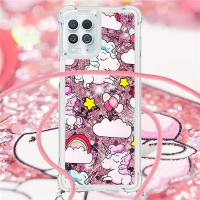 For Motorola Edge S Anti-fall Scratch Resistant Quicksand Soft TPU Back Phone Cover with Lanyard