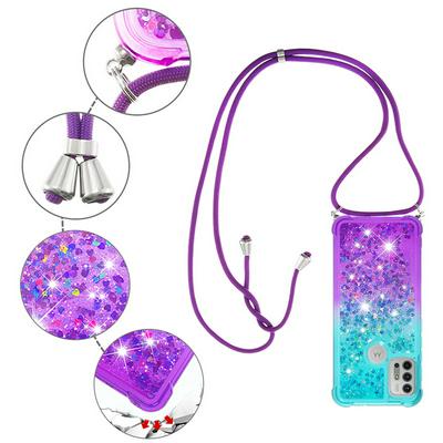 For Motorola Moto G30/G10 Lanyard Anti-fall Gradient Quicksand Soft TPU Back Cover Phone Case
