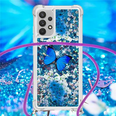 For Samsung Galaxy A32 4G U.S. Edition Anti-fall Scratch Resistant Quicksand Soft TPU Back Phone Cover with Lanyard