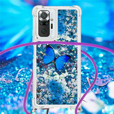 For Xiaomi Redmi Note 10 Pro Max/Note 10 Pro Anti-fall Quicksand Cartoon Pattern Soft TPU Back Phone Cover with Lanyard