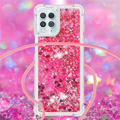 For Motorola Edge S Solid Color Anti-fall Quicksand Soft TPU Back Phone Cover with Lanyard