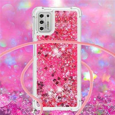 For Motorola Moto G Stylus(2021) Solid Color Anti-fall Quicksand Soft TPU Back Phone Cover with Lanyard