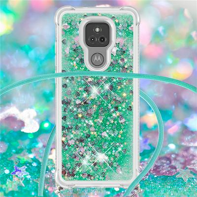 For Motorola Moto G Play(2021) Solid Color Anti-fall Quicksand Soft TPU Back Phone Cover with Lanyard