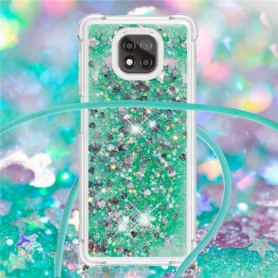 For Motorola Moto G Power(2021) Solid Color Anti-fall Quicksand Soft TPU Back Phone Cover with Lanyard