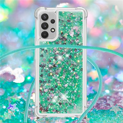 For Samsung Galaxy A32 4G U.S. Edition Solid Color Anti-fall Quicksand Soft TPU Back Phone Cover with Lanyard