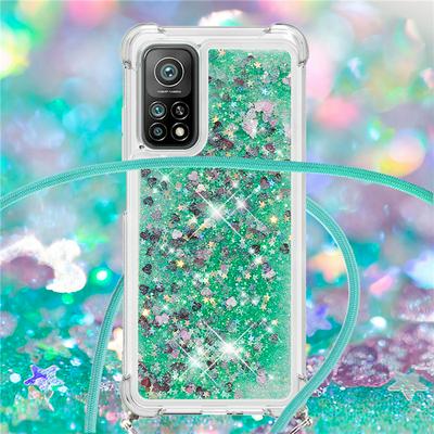 For Xiaomi Mi 10T/10T Pro 5G Solid Color Anti-fall Quicksand Soft TPU Back Phone Cover with Lanyard