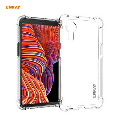 For Samsung Galaxy Xcover 5 Four Corners Thickened Anti-drop Transparent Soft TPU Phone Case with Non-slip Strip 