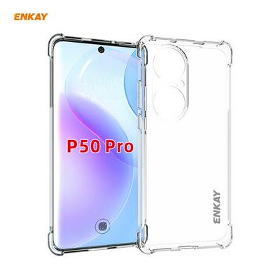 For Huawei P50 Pro ENK-PC111 Four Corners Thickened Anti-drop Transparent Soft TPU Phone Case with Non-slip Strip 
