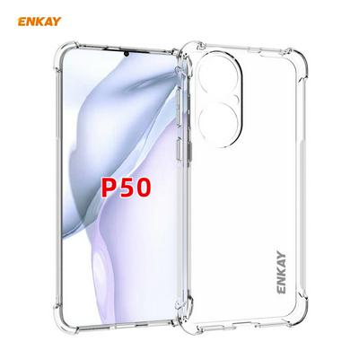 For Huawei P50 ENK-PC110 Four Corners Thickened Anti-drop Transparent Soft TPU Phone Case with Non-slip Strip 