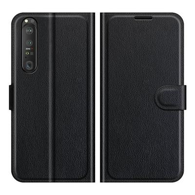 For Sony Xperia 1 Ⅲ Lychee Pattern Folio Flip Leather Case with Stand and Card Slots Function