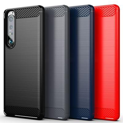 For Sony Xperia1 Ⅲ Carbon Fiber Drawing Series Scratch Resistant Shock Absorption Soft TPU Back Cover Case