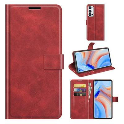 For Oppo Reno5 Pro+ 5G/Oppo Find X3 Neo Square Buckle Folio Flip Leather Case with Stand and Card Slots Function