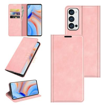 For Oppo Reno5 Pro+ 5G/Oppo Find X3 Neo Skin Feel Magnetic Attraction Flip Leather Wallet Case with Card Slot and Stand