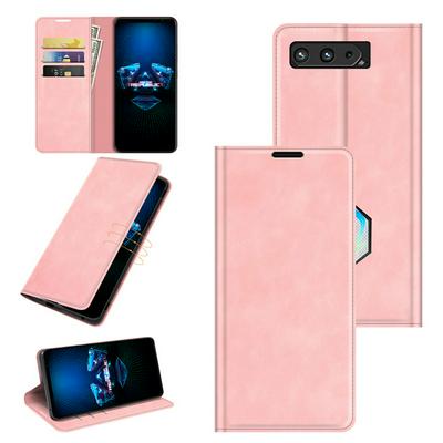 For Asus ROG Phone 5 Skin Feel Magnetic Attraction Flip Leather Wallet Case with Card Slot and Stand