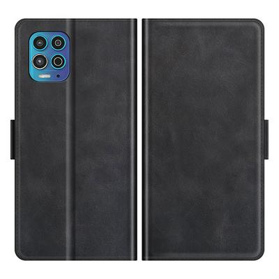 For Motorola Edge S/Motorola Moto G100 Double Buckle Wallet Style Folio Flip Leather Case with Stand and Card Slots Function