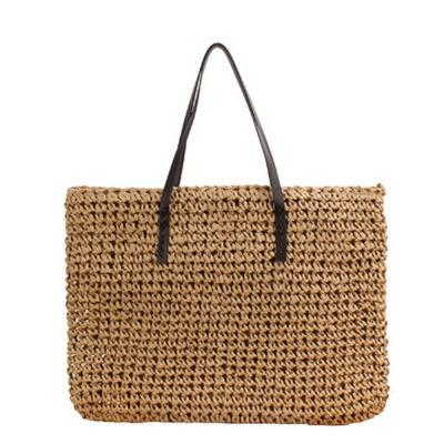 Large-capacity Casual Straw Woven Bags Japanese and Korean Pure Color Hand-woven Shoulder Bag