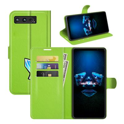 For Asus ROG Phone 5 Solid Color Folio Flip Leather Case with Stand and Card Slots Function
