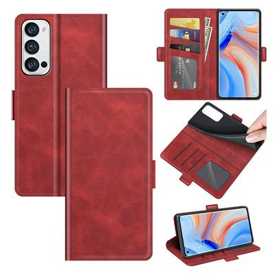 For Oppo Reno5 Pro+ 5G/Oppo Find X3 Neo Double Buckle Wallet Style Folio Flip Leather Case with Stand and Card Slots Function