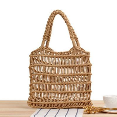 One-shoulder Portable Cotton Rope Hand-woven Bag Holiday Leisure Beach Handbag