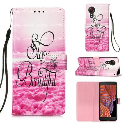 For Samsung Galaxy Xcover 5 3D Painted Magnetic Clasp Leather Case with Wrist Strap 