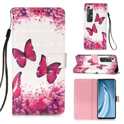 For Xiaomi Mi 10S 3D Painted Magnetic Clasp Leather Case with Wrist Strap 