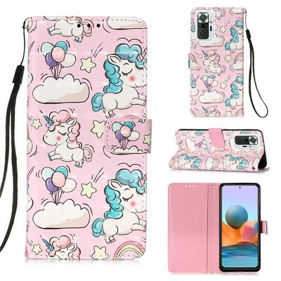 For Xiaomi Redmi Note 10 Pro/Note 10 Pro Max 3D Painted Magnetic Clasp Leather Case with Wrist Strap 