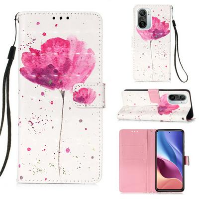 For Xiaomi Poco F3 /Xiaomi Redmi K40/Xiaomi Redmi K40 Pro 3D Painted Magnetic Clasp Leather Case with Wrist Strap 