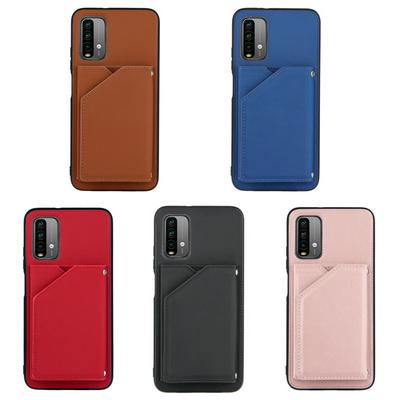 For Xiaomi Poco M3/Note 9 4G/Redmi 9 Power/Redmi 9T Skin Feel Card Slots Shockproof PU Leather Stand Wallet Phone Case with Hand Strap