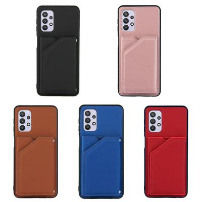For Samsung Galaxy A32 5G Skin Feel Card Slots Shockproof PU Leather Stand Wallet Phone Case with Hand Strap