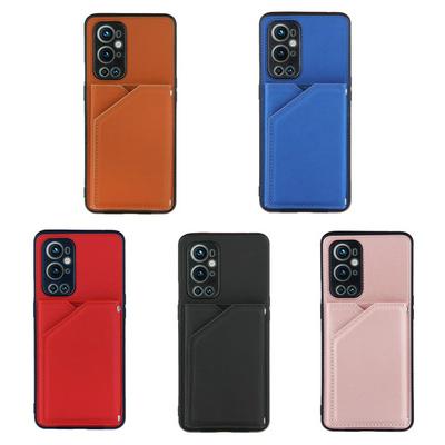 For OnePlus 9 Pro Skin Feel Card Slots Shockproof PU Leather Stand Wallet Phone Case with Hand Strap