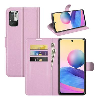 For Xiaomi Redmi Note 10 5G Solid Color Folio Flip Leather Case with Stand and Card Slots Function