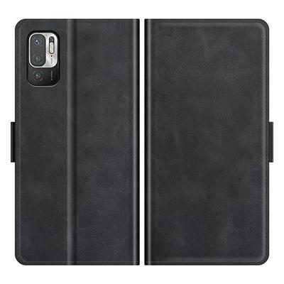 For Xiaomi Redmi Note 10 5G Double Buckle Wallet Style Folio Flip Leather Case with Stand and Card Slots Function