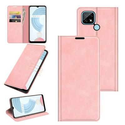 For Oppo Realme C21 Skin Feel Magnetic Attraction Flip Leather Wallet Case with Card Slot and Stand