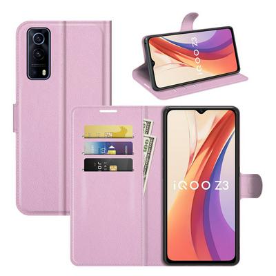 For vivo iQOO Z3 5G/vivo Y72 5G Solid Color Folio Flip Leather Case with Stand and Card Slots Function