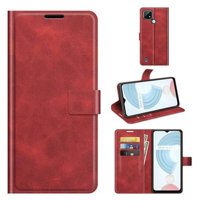 For Oppo Realme C21 Square Buckle Folio Flip Leather Case with Stand and Card Slots Function