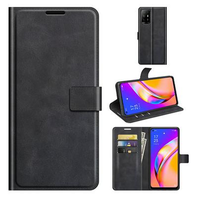 For Oppo A94 5G/ Oppo F19 Pro+ 5G/Oppo Reno5 Z Square Buckle Folio Flip Leather Case with Stand and Card Slots Function
