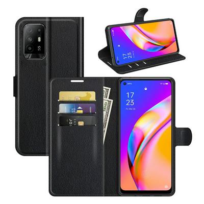 For Oppo A94 5G/ Oppo F19 Pro+ 5G/Oppo Reno5 Z Solid Color Folio Flip Leather Case with Stand and Card Slots Function