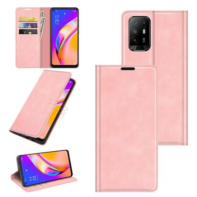 For Oppo A94 5G/ Oppo F19 Pro+ 5G/Oppo Reno5 Z Skin Feel Magnetic Attraction Flip Leather Wallet Case with Card Slot and Stand