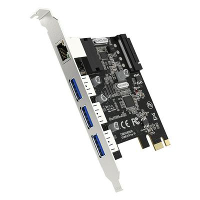 EDUP EP-9618 PCI-E Expansion Card 3-Port USB 3.0 with 1Gbps PCI-E To RJ45 Network Adapter for Desktop Computers