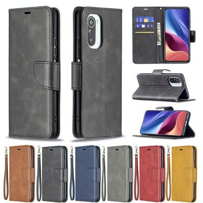 For Xiaomi Poco F3/Xiaomi Mi 11i/Xiaomi Redmi K40 Solid Color Sheep Pattern Scratch Resistant Wallet Leather Case with Card Slots&Stand Function