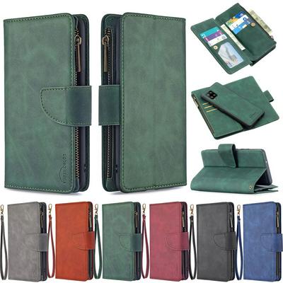 For Samsung Galaxy A42 5G BF02 Style Skin Feel Zipper Wallet Leather Phone Case with Stand &Lanyard Function