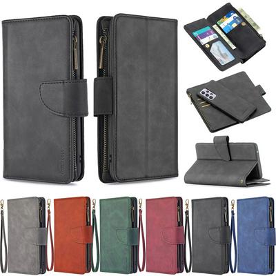 For Samsung Galaxy A52 5G BF02 Style Skin Feel Zipper Wallet Leather Phone Case with Stand &Lanyard Function