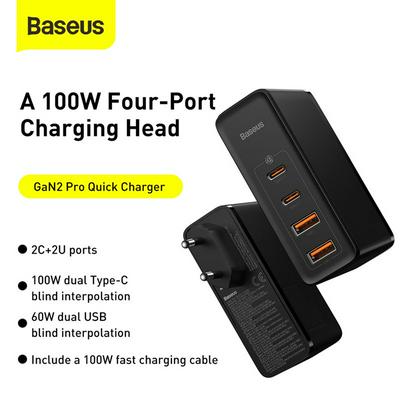 EU Plug Baseus GaN2 Pro Gallium Nitride Charger 2C+2U 100W Four-Port Fast Charging Head