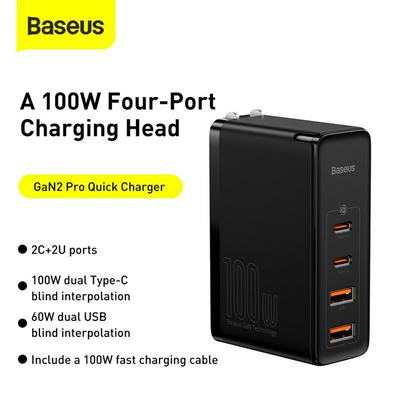 US Plug Baseus GaN2 Pro Gallium Nitride Charger 2C+2U 100W Four-Port Fast Charging Head